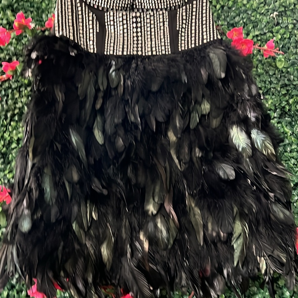 Feather bottom sparkly top cocktail dress - Picture 4 of 5